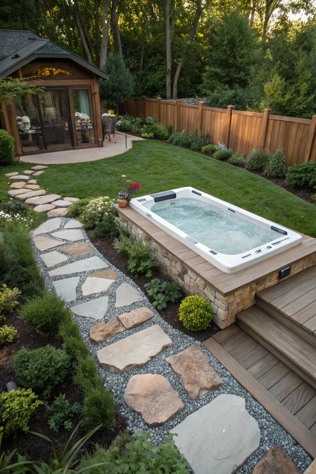 Stone features bring class and longevity to the spa space.