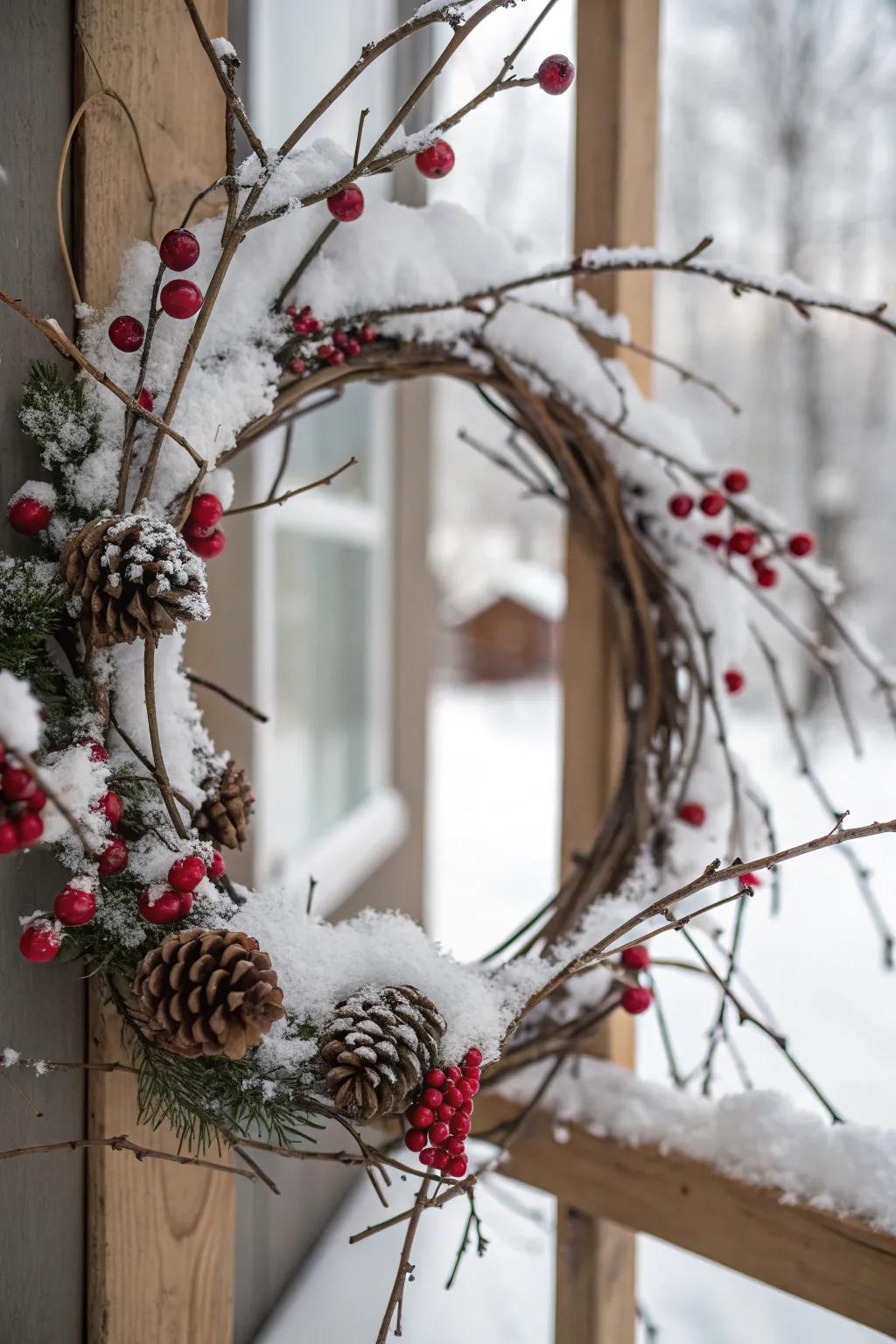 Refined minimalist decoration showcasing winter accents