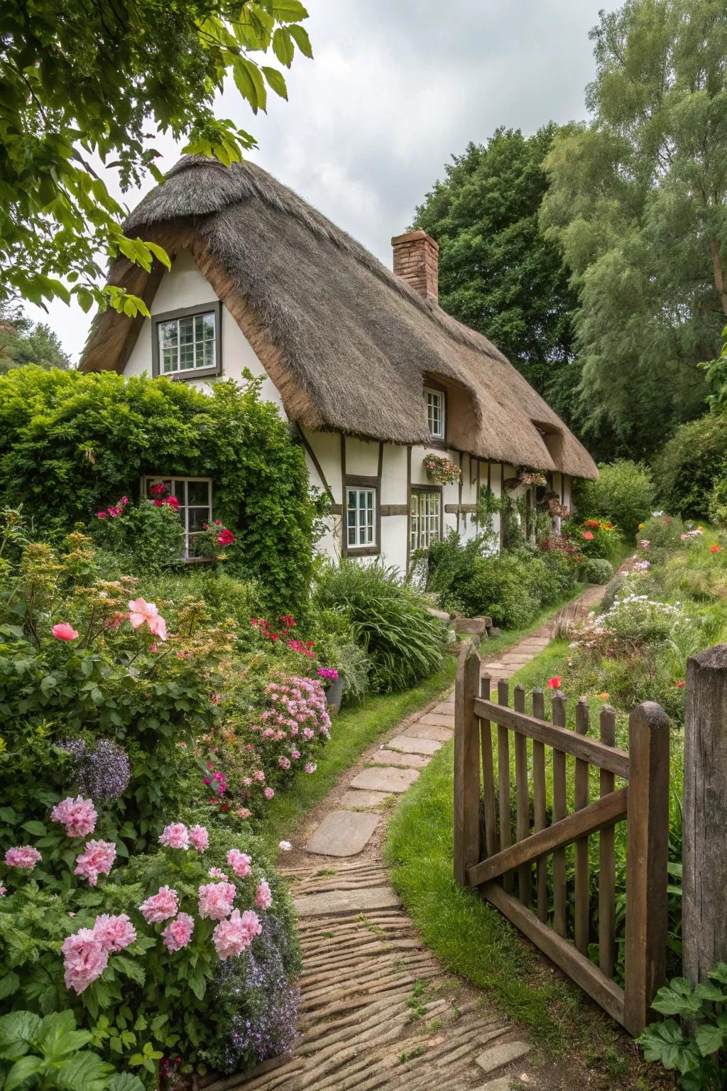 Capture the essence of countryside charm with a time-honored thatched roof.