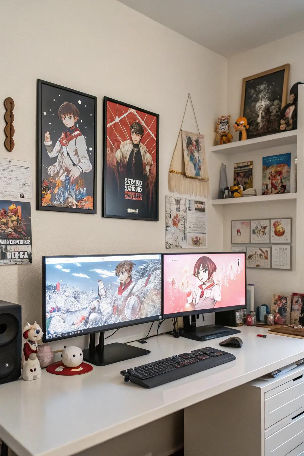 An inspiring workspace balances functionality with anime style.