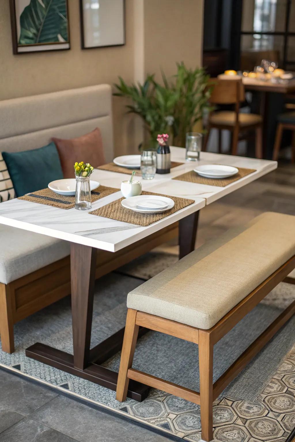 Benches provide clever seating solutions.
