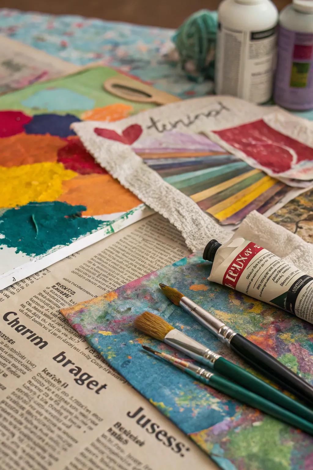 Explore the eclectic allure of blended media artistic backdrops.
