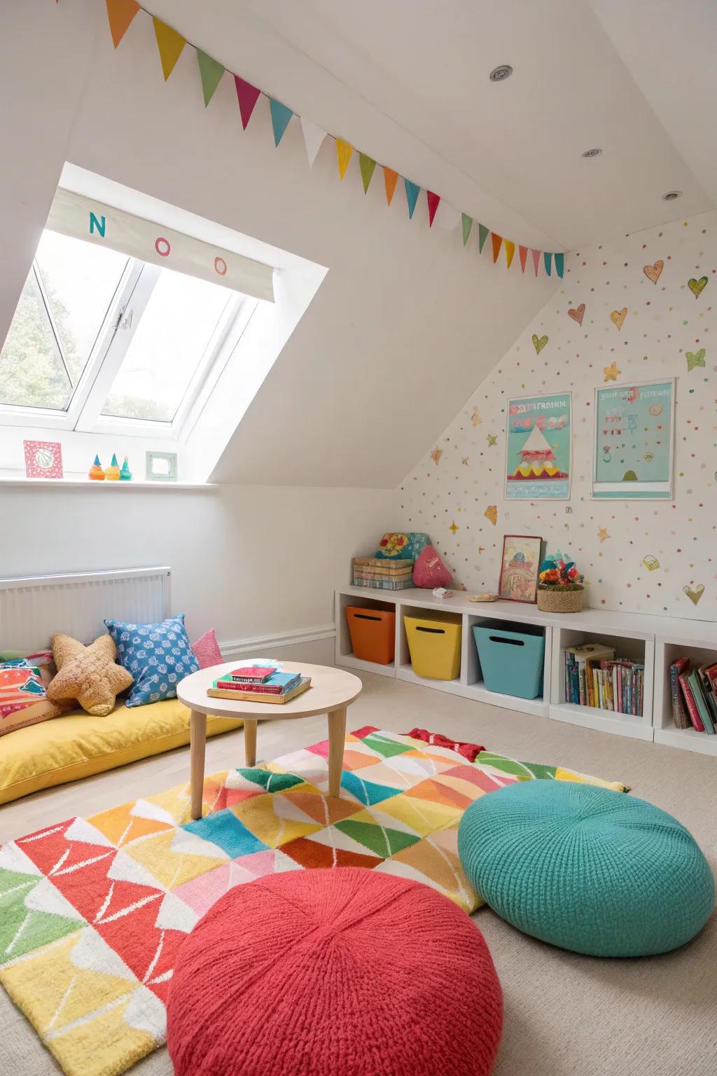 A whimsical playroom designed for children to discover and revel in.