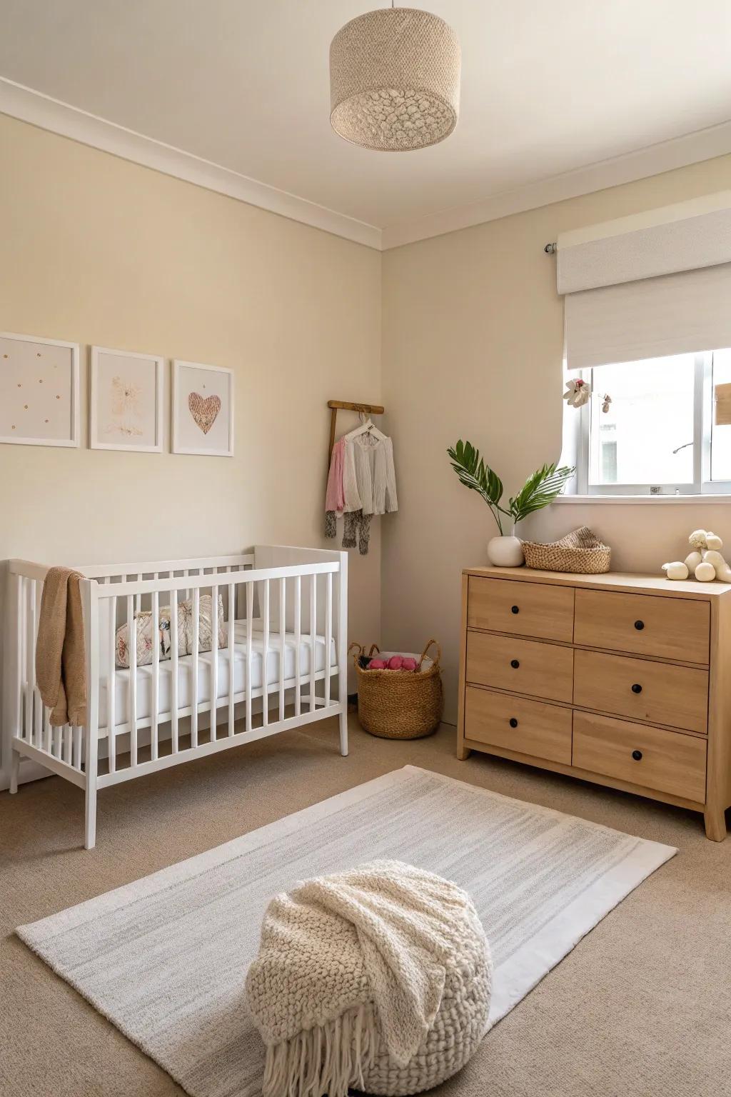 Discover tranquility in simplicity within a minimalist nursery design.