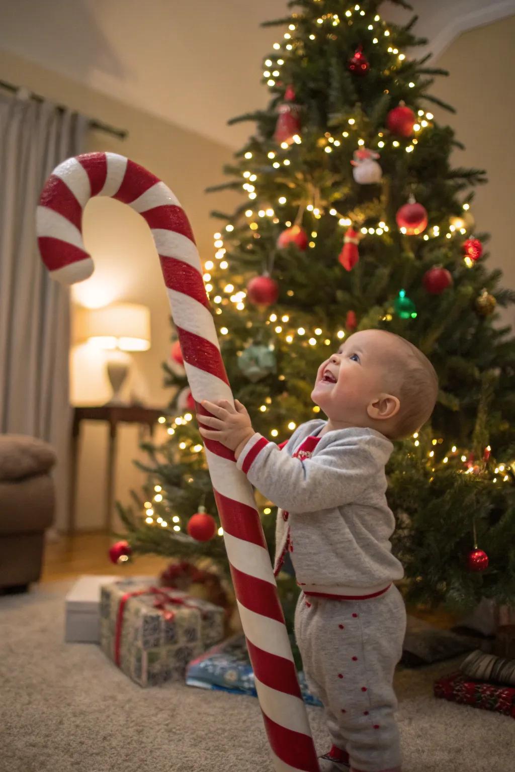 Striped treat stick delight in a celebratory setting.
