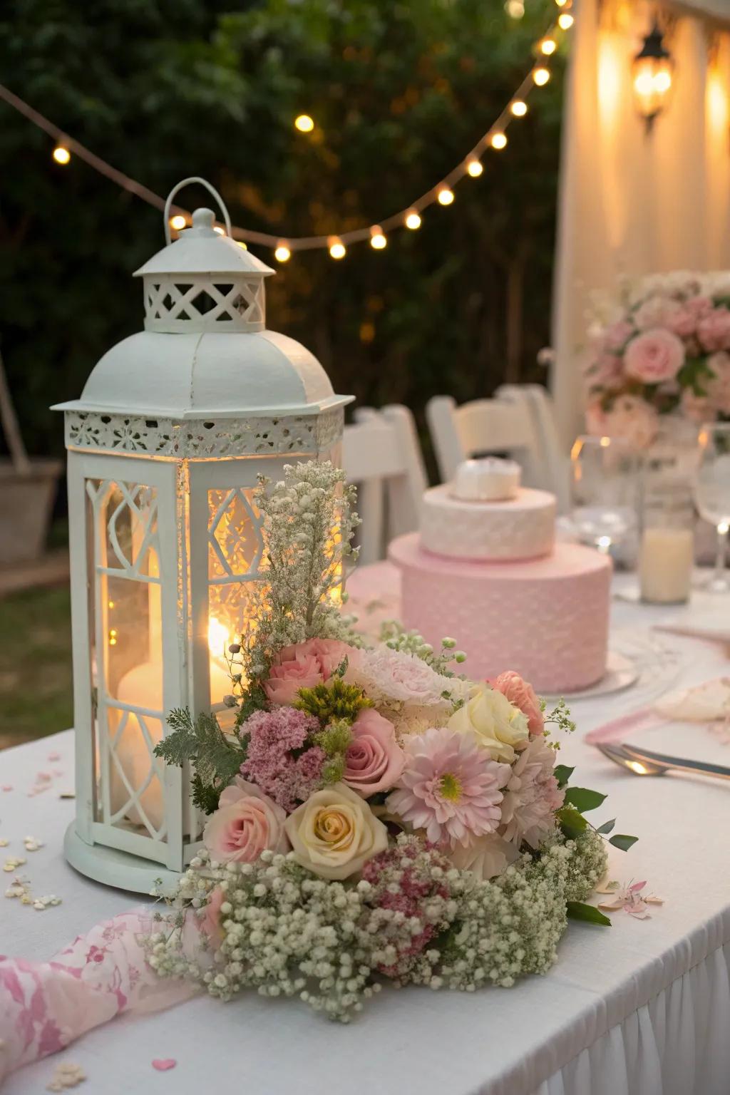 A radiant light box centerpiece for refined evening charm