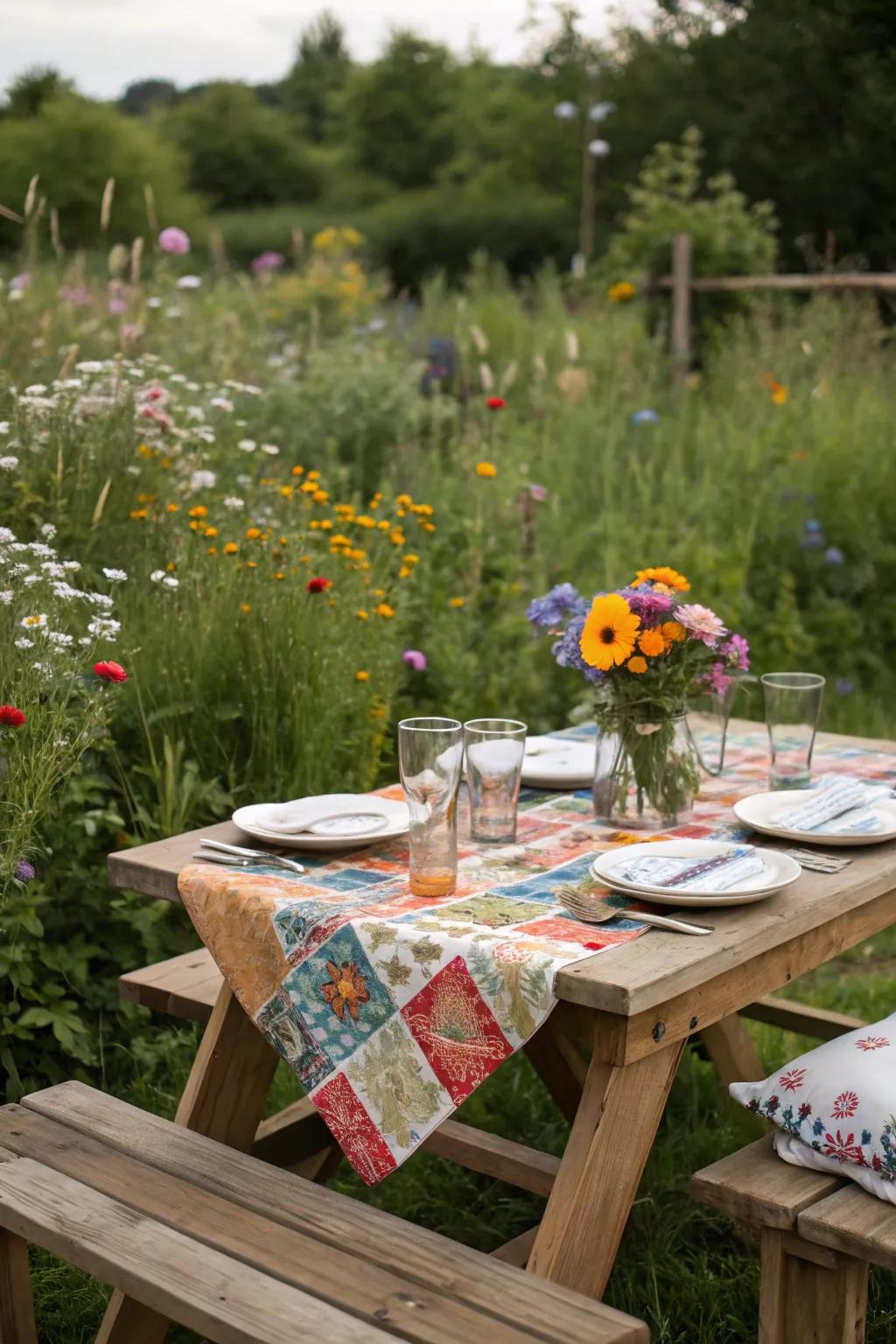 An inviting outdoor dining setup adds charm to dining under the stars.