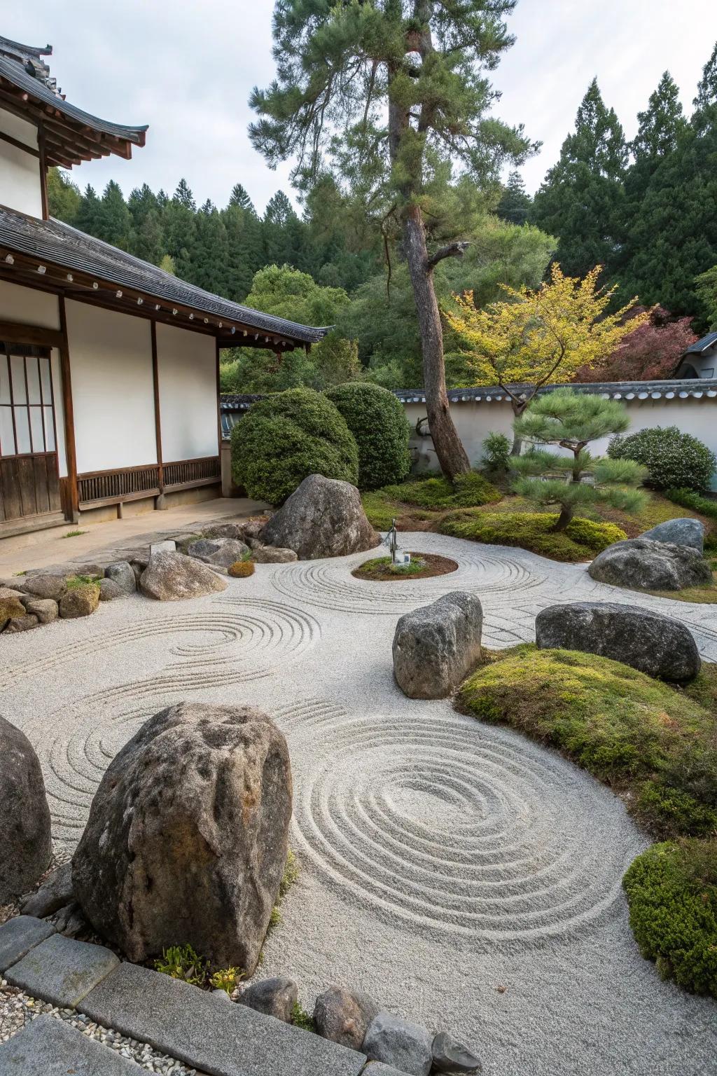 Attain inner peace within a contemplative garden highlighted by crushed rock fines.