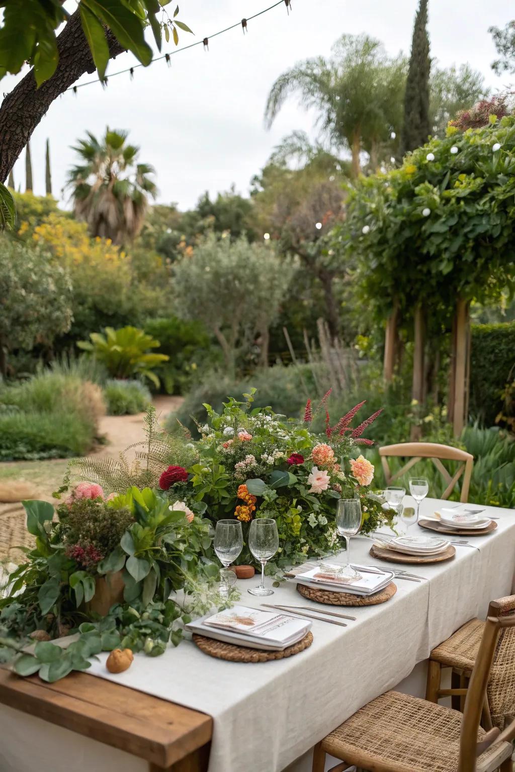Flower displays reflect the natural beauty of the surrounding garden.