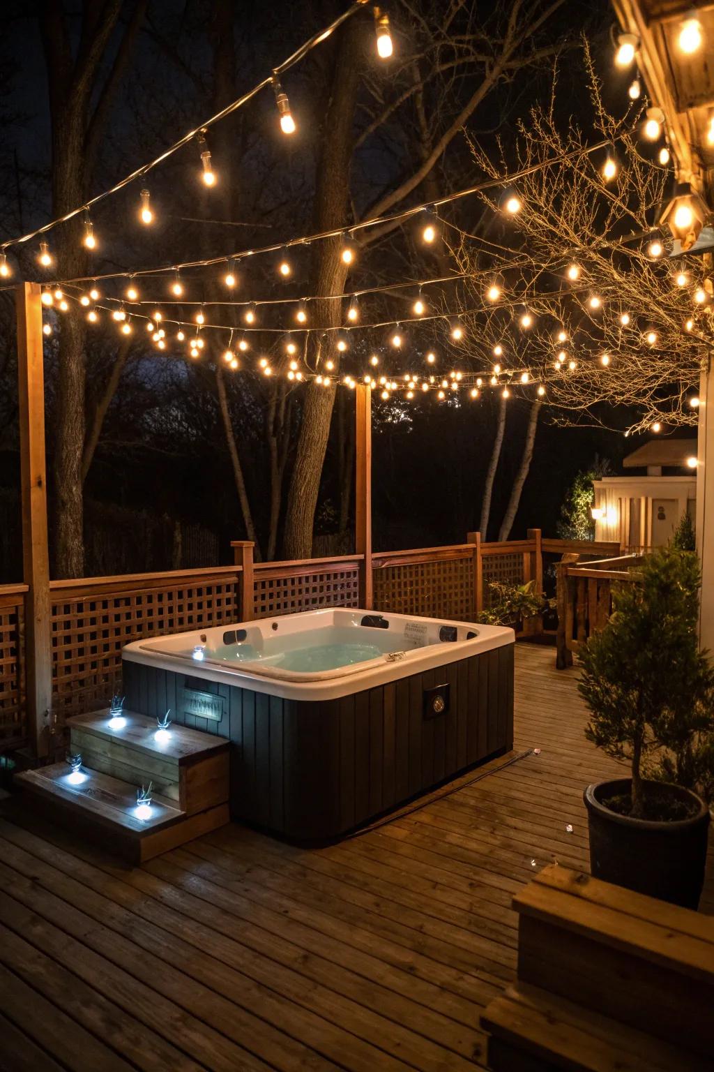 Deliberate lighting brings a warm glow to your spa tub space.