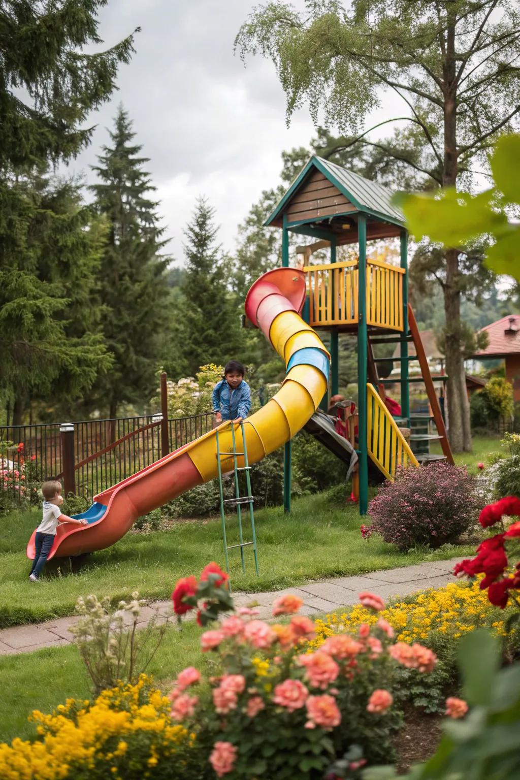 A twisting tube slide promising excitement