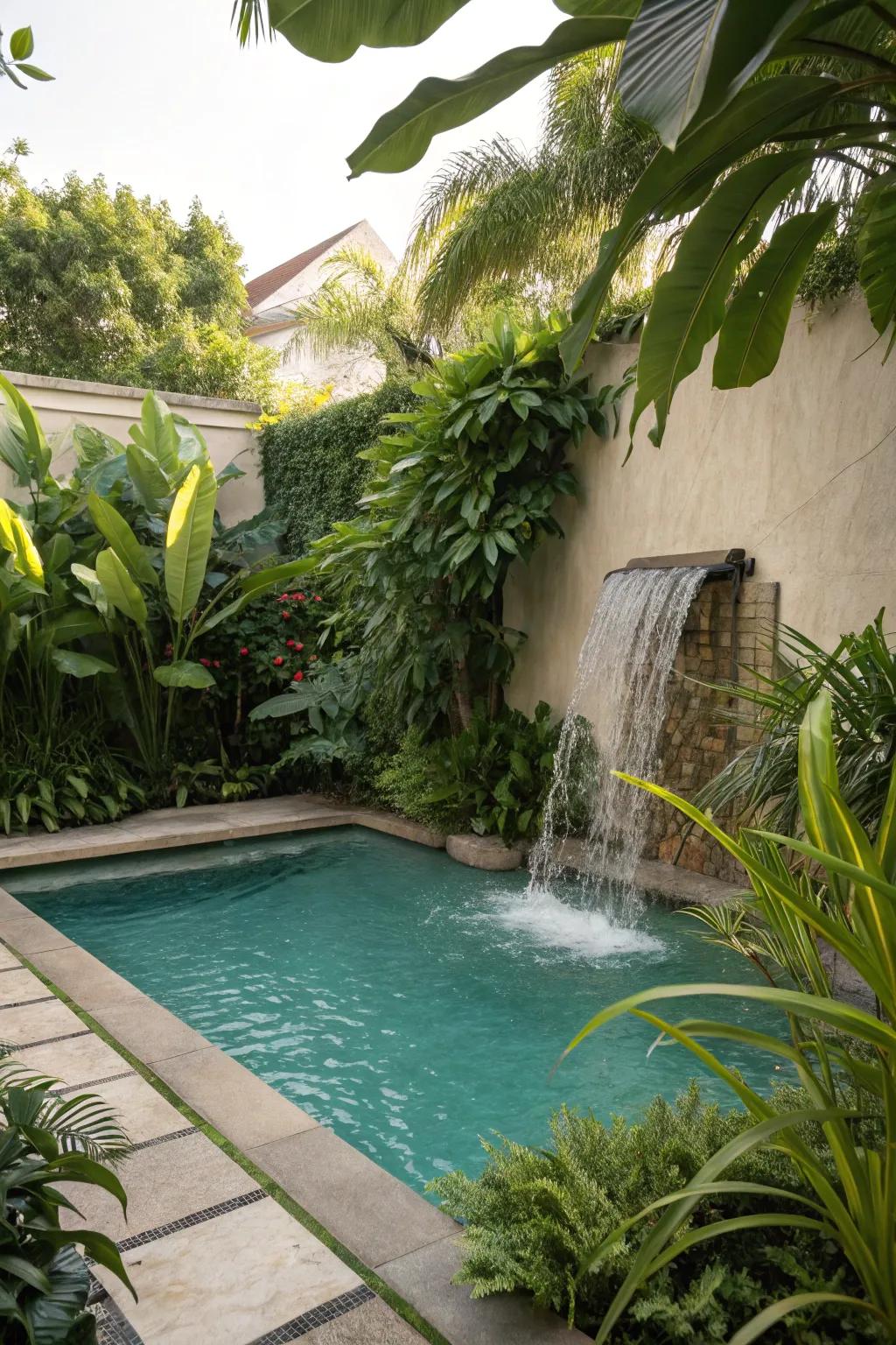 Water elements contribute a soothing acoustic landscape to your pool area.