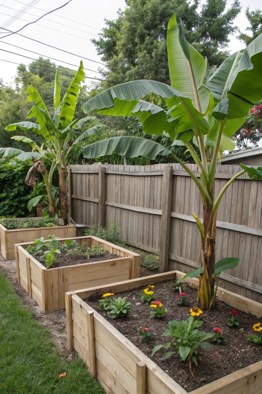 Maintain organization among your banana trees with stylish raised garden beds.