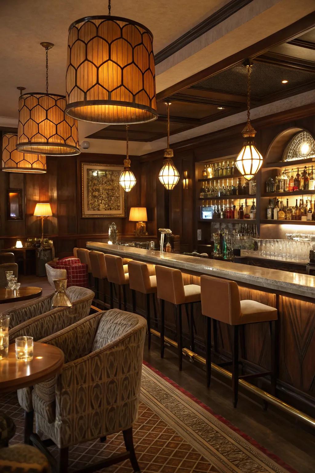 Soft illumination transforms your bar into a comforting retreat.