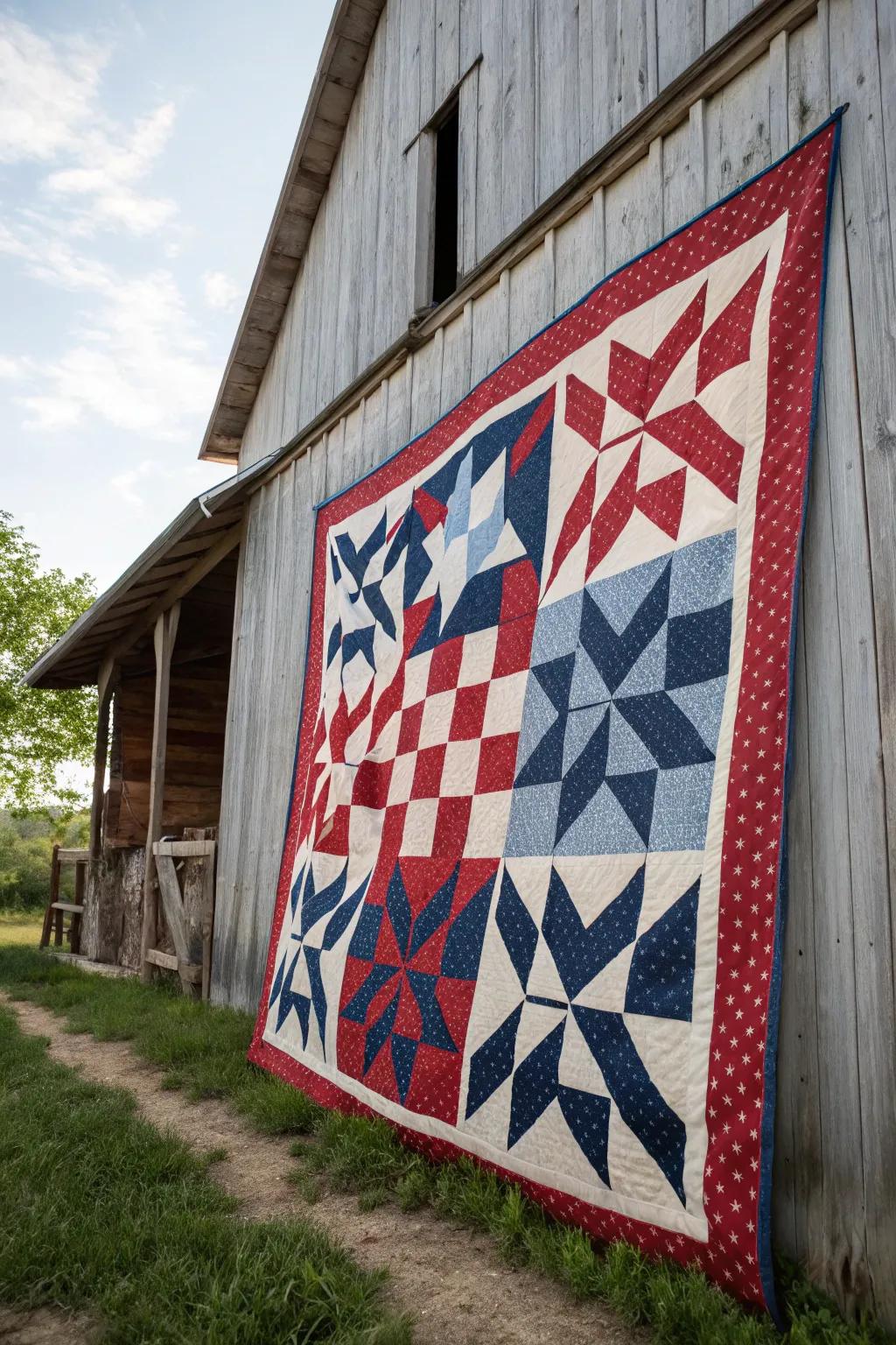 Barn quilt showcasing national pride.