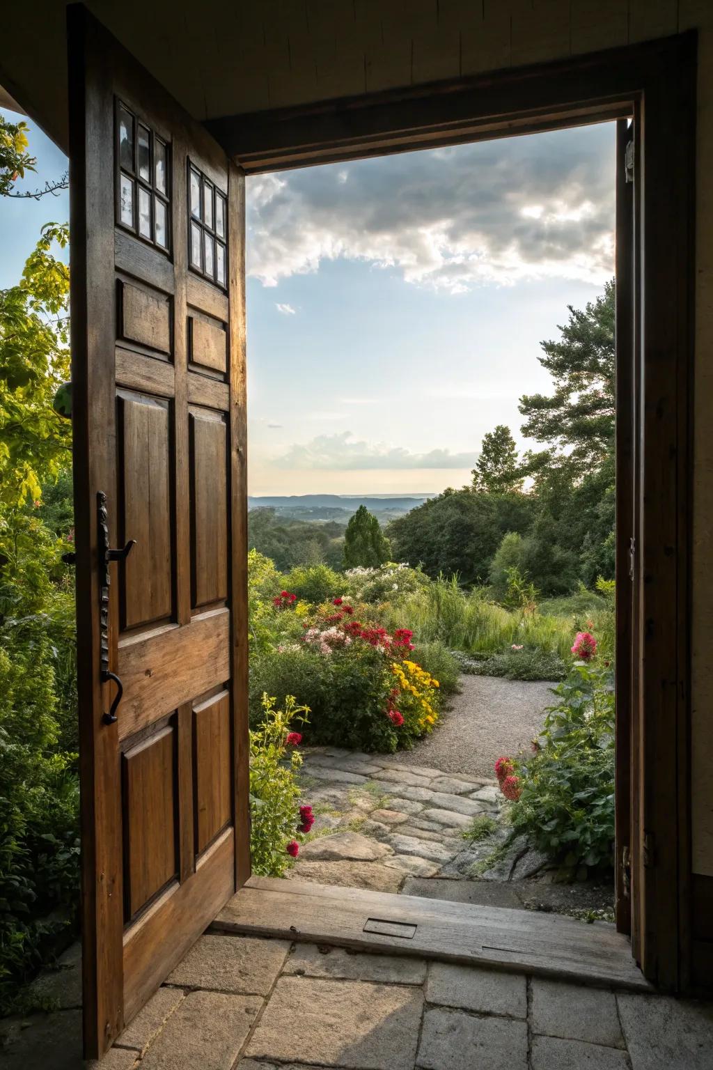 A walkout basement door beautifully connects the inside with the outside.