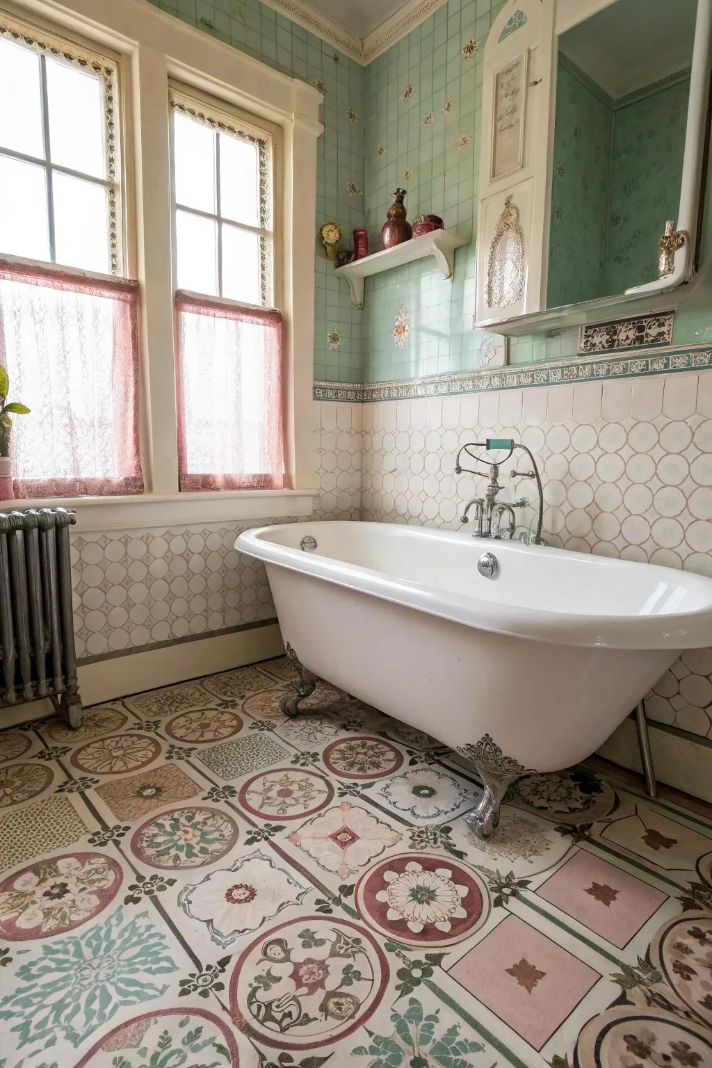 A classic clawfoot bathtub adds timeless charm to this bathroom.