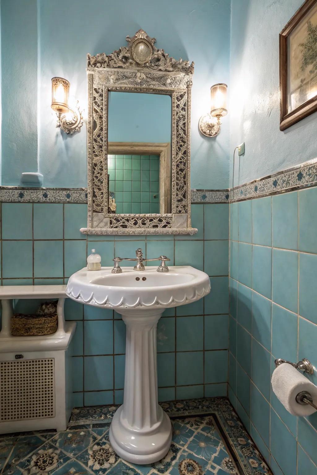 Mirrors enhance both esthetics and dimensions of the bathroom.