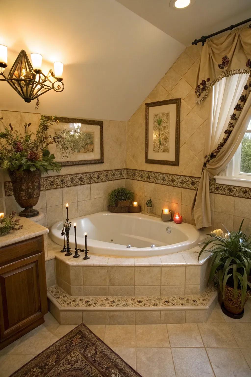 Maximize your space with a sophisticated corner bathtub design.
