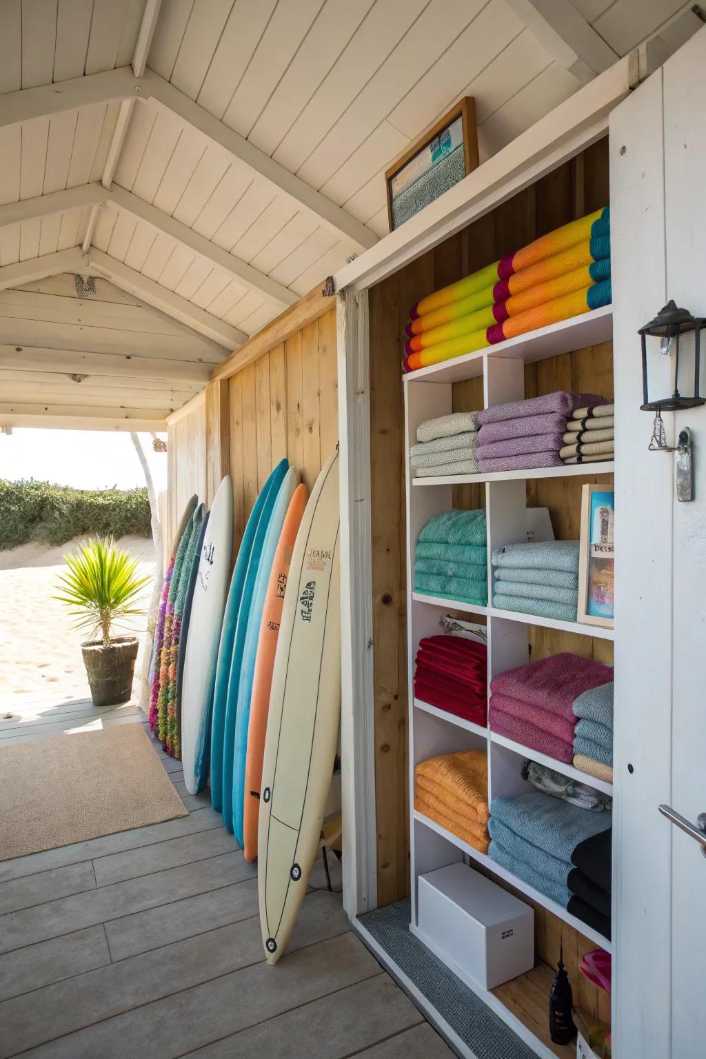 Smart storage makes beach essentials orderly and within reach.