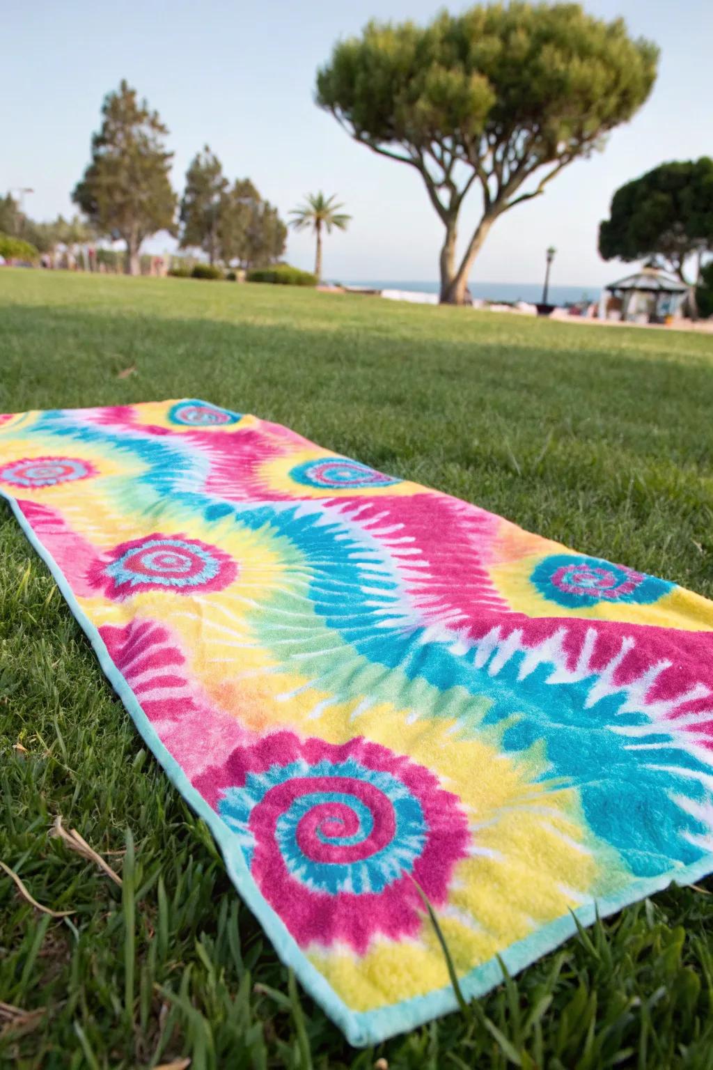 Craft vibrant tie-dye towels for a splash of color.