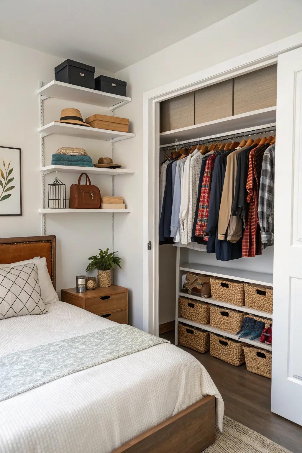 Smart storage solutions maintain a tidy and functional space.