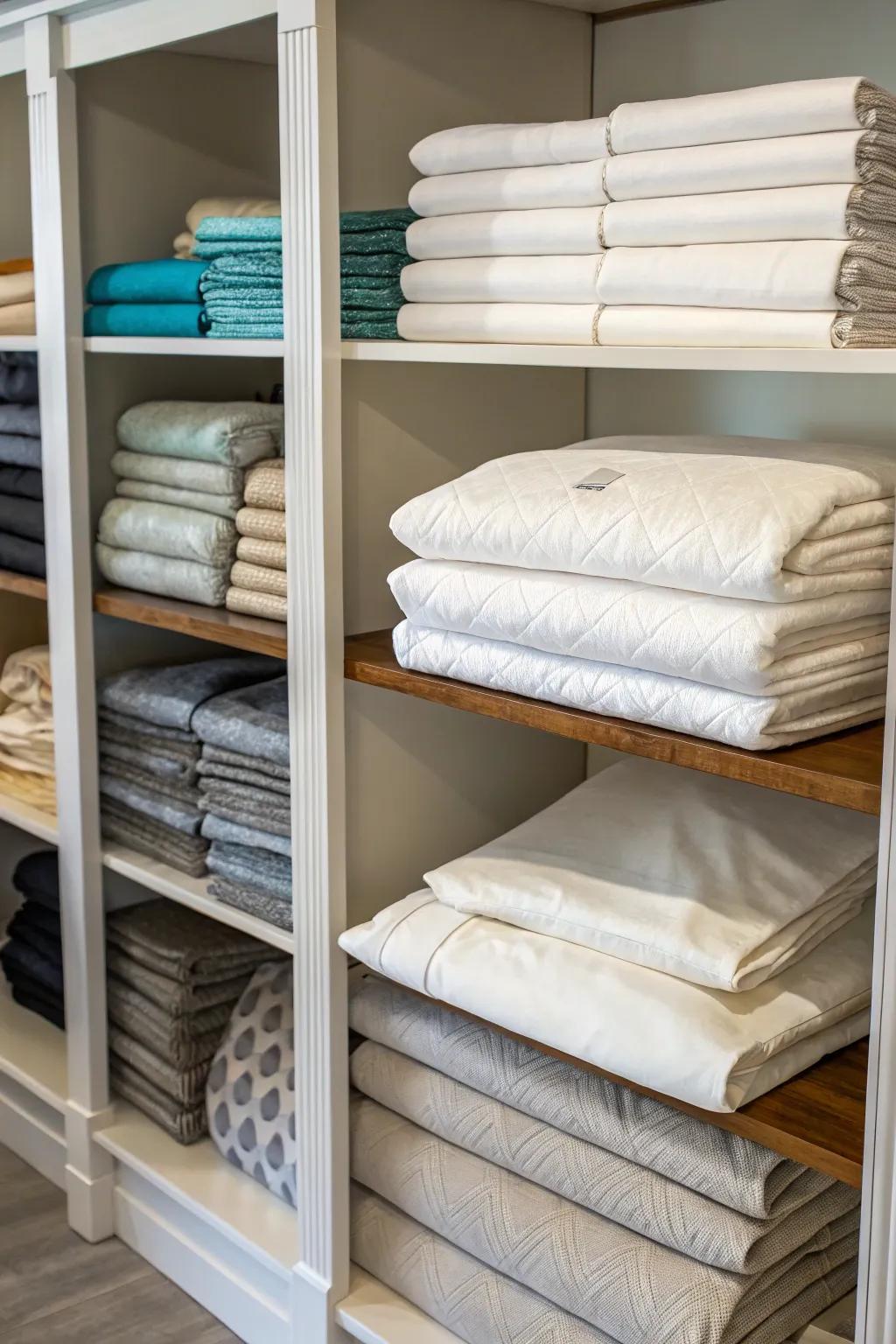 Adjustable shelving provides versatile storage solutions.