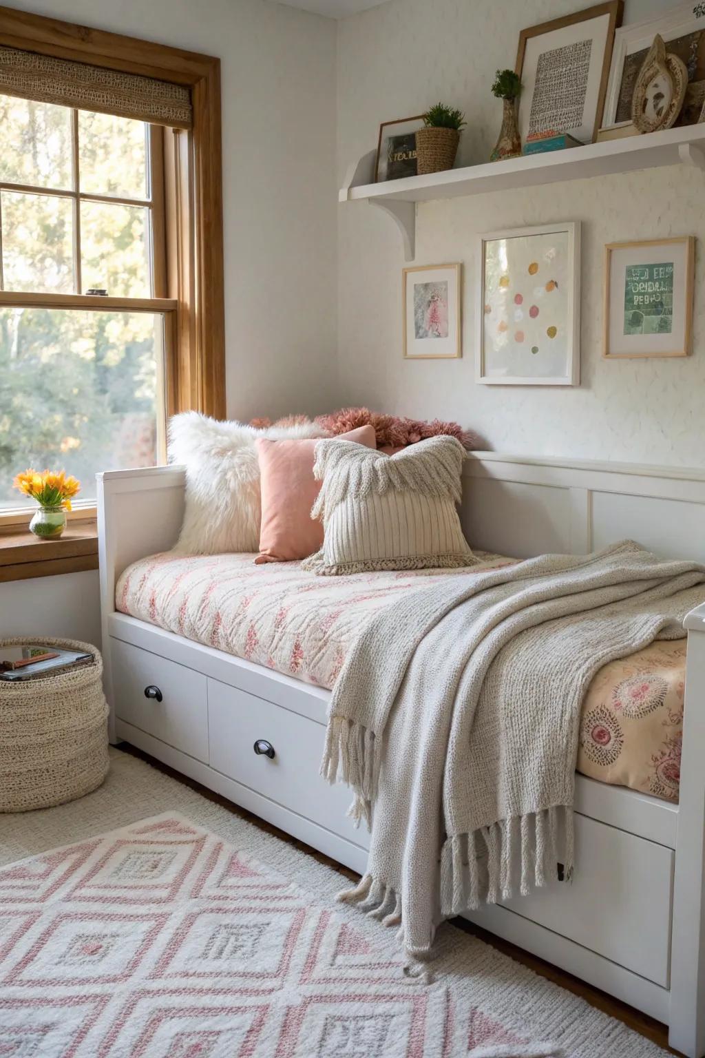 Daybeds provide versatility in limited areas.