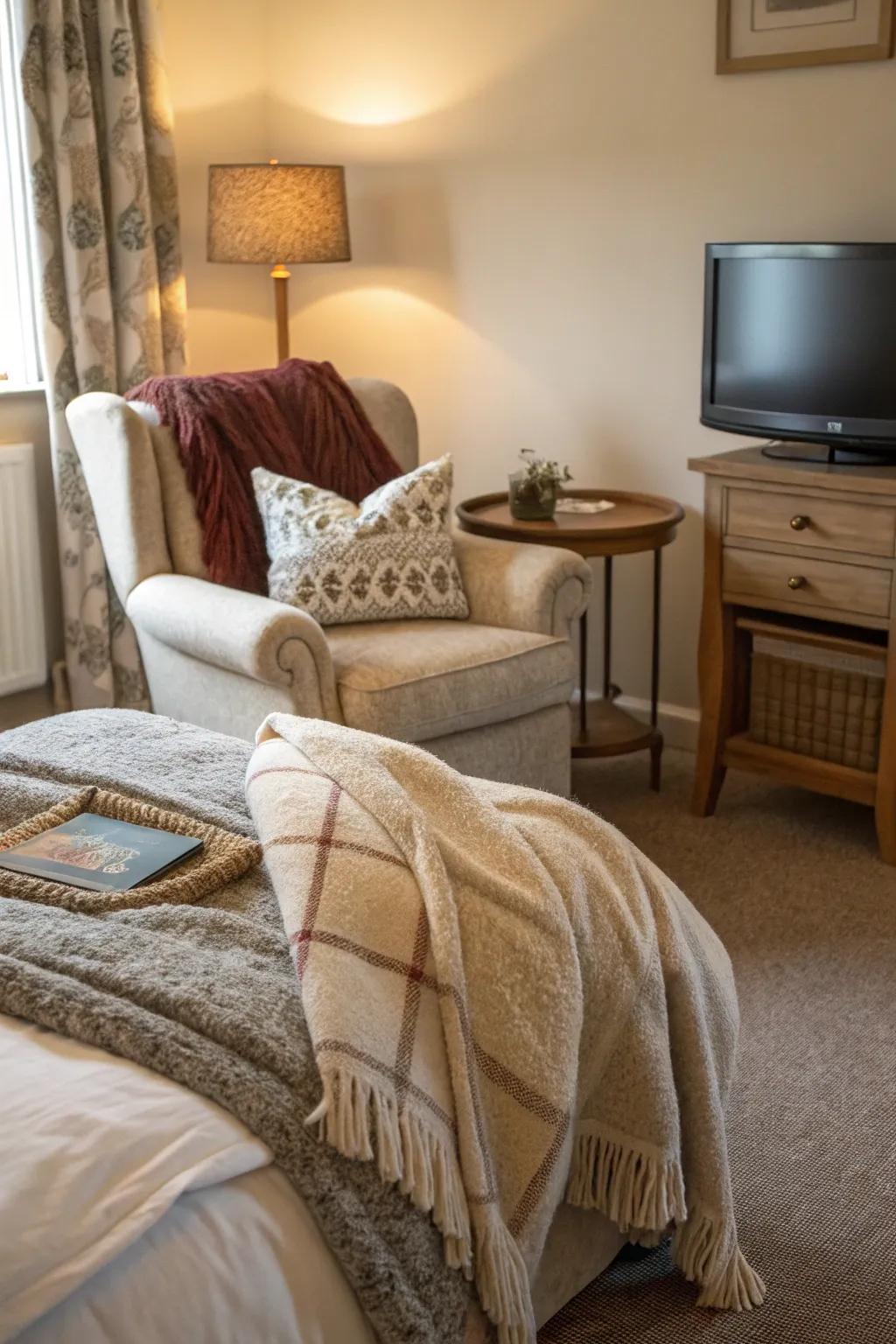 Soft textiles add warmth and comfort to your television sitting area.