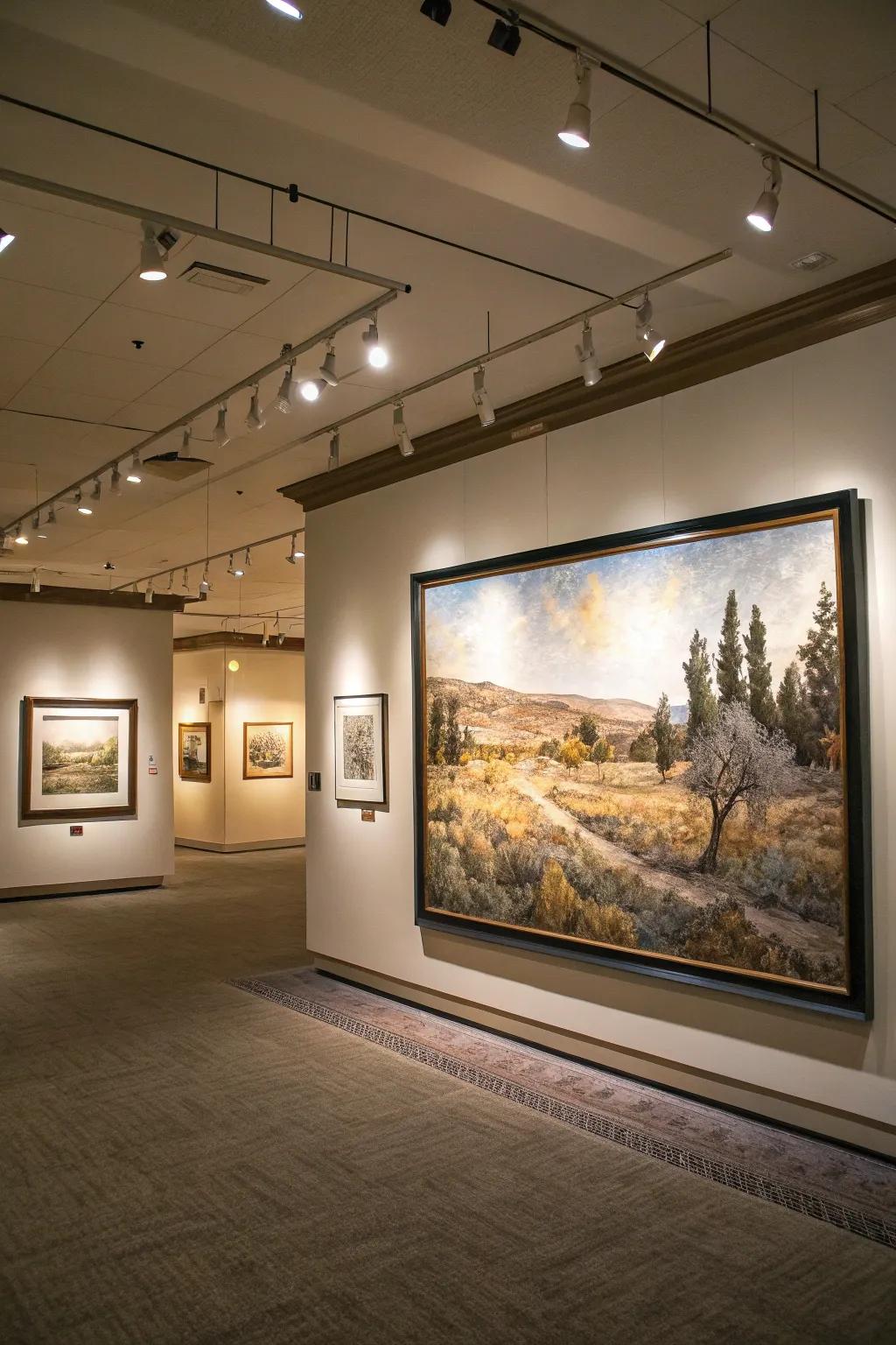 Wall washers providing uniform illumination to a large canvas