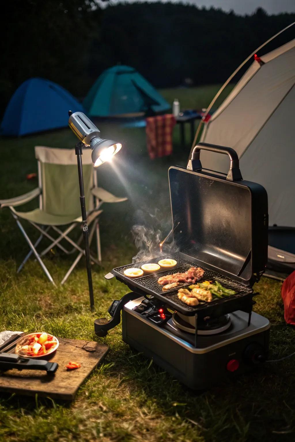 Battery-operated lights are perfect for grilling on the go.