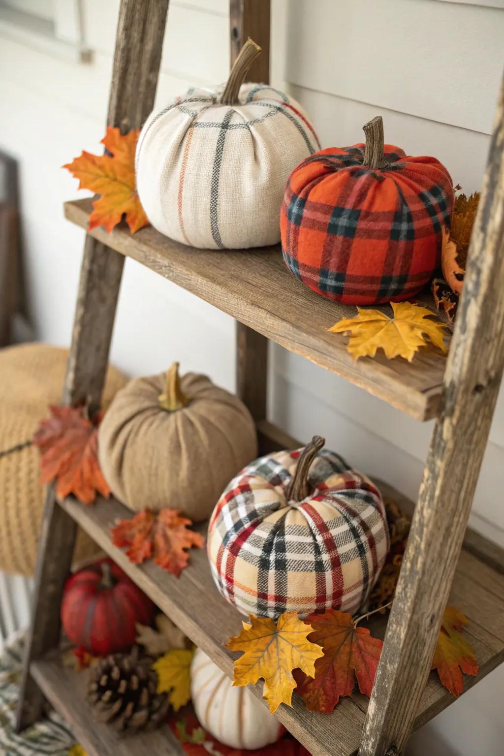 Adorn your pumpkins using comfortable textile wraps.