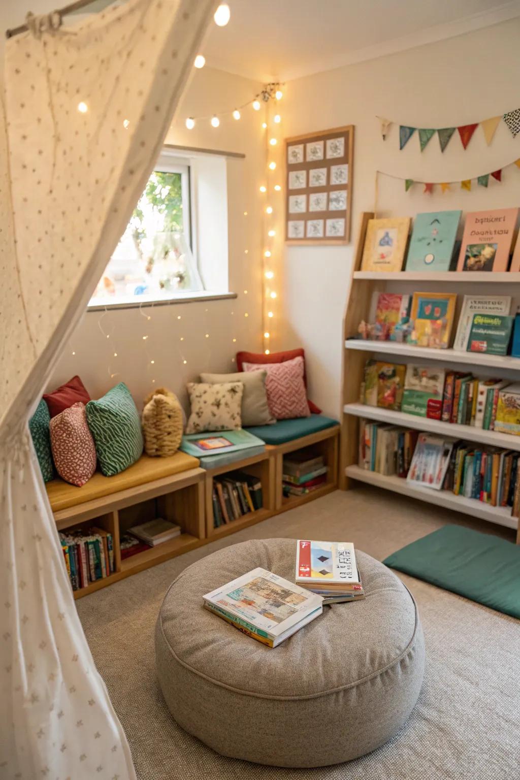 Promote a love for reading with a cozy and welcoming corner.