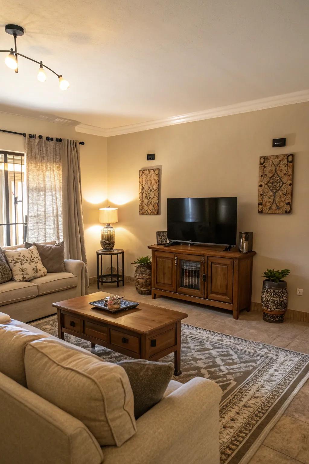 For any living area, neutral tones offer a calming backdrop.