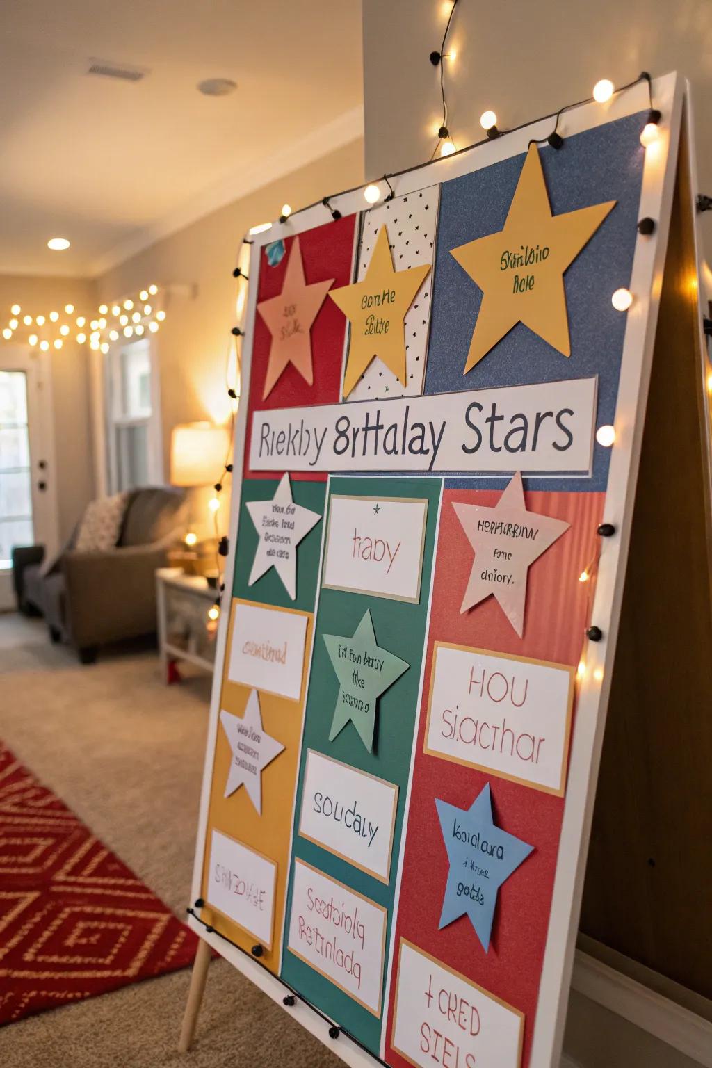 Interactive birthday board featuring elements that can be tailored.