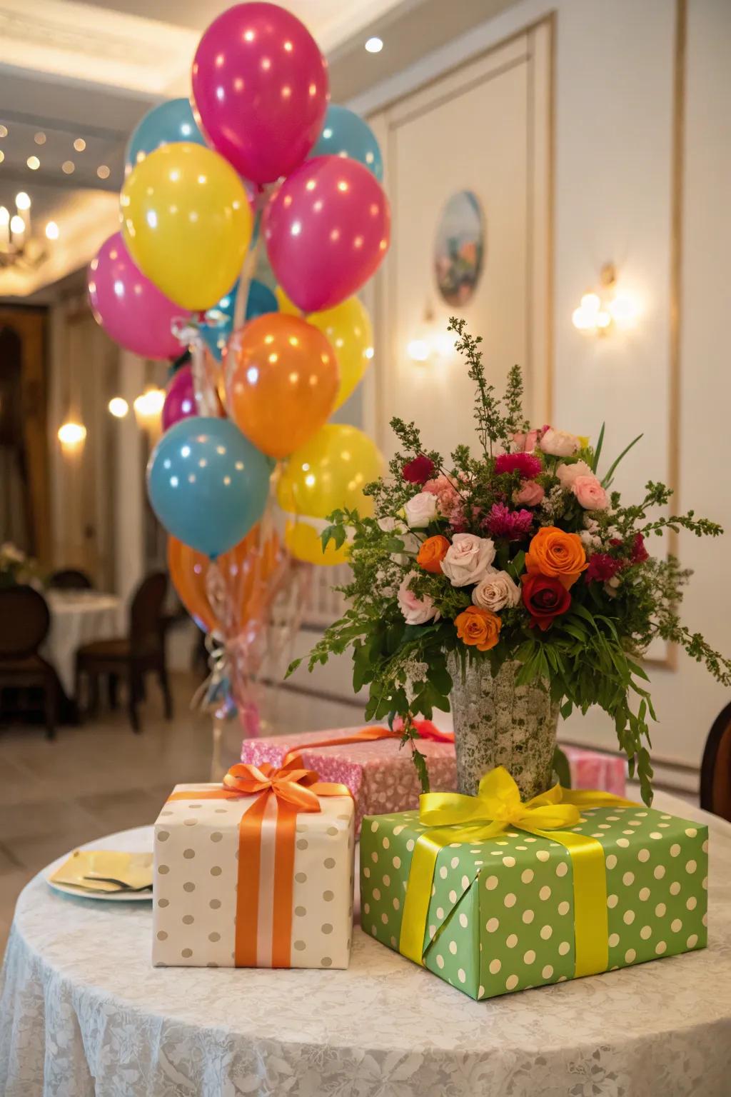 A thoughtfully arranged tabletop display adds both elegance and functionality.