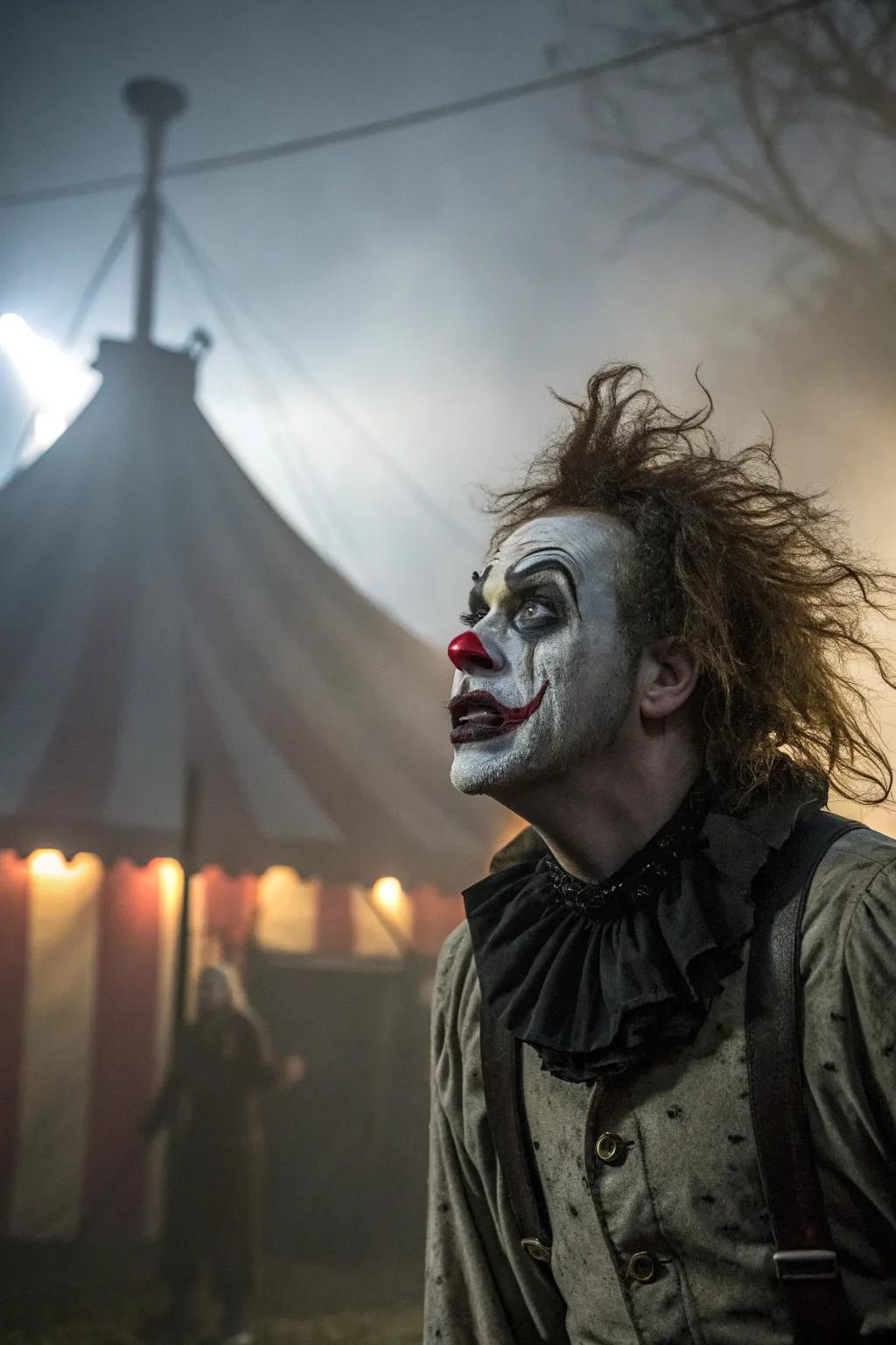 Achieve a compelling balance of playfulness and darkness with a gothic clown ensemble.