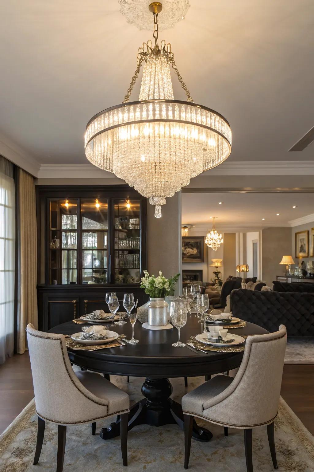 A lighting fixture offers striking illumination.