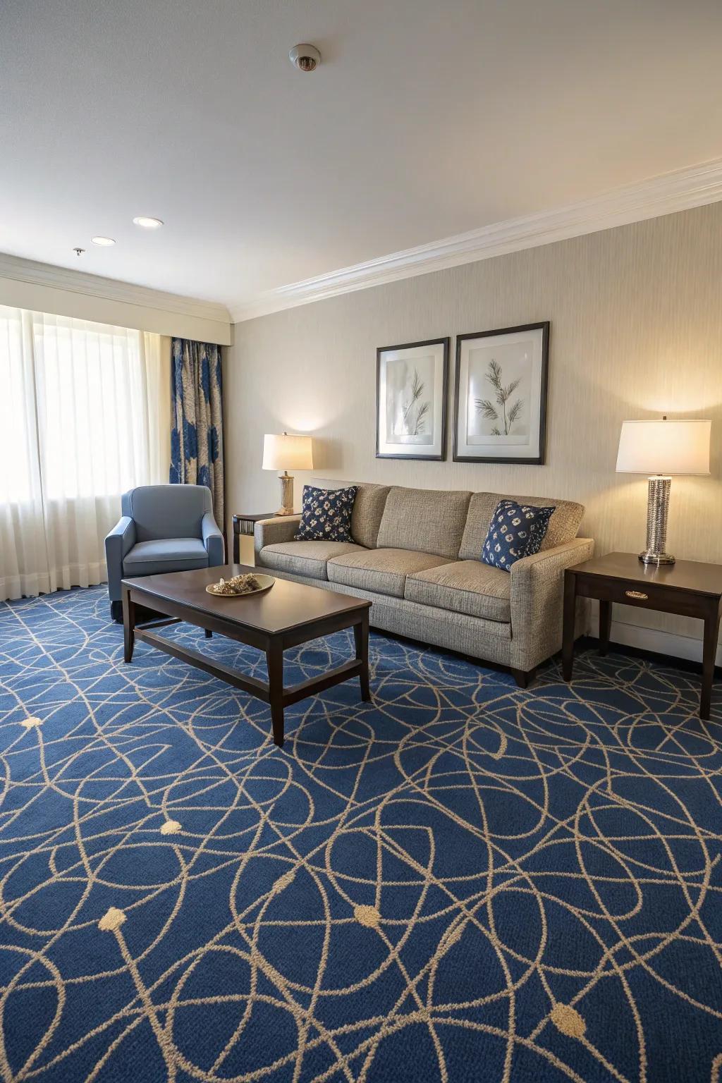 Motif carpets append character and vogue, rendering your lounge singularly yours.
