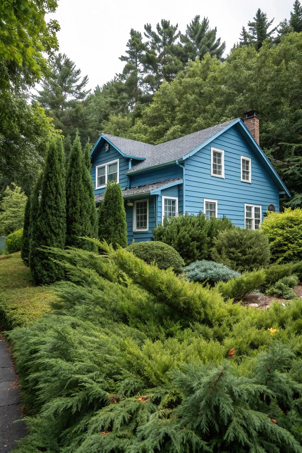 Evergreen shrubs deliver continuous charm.