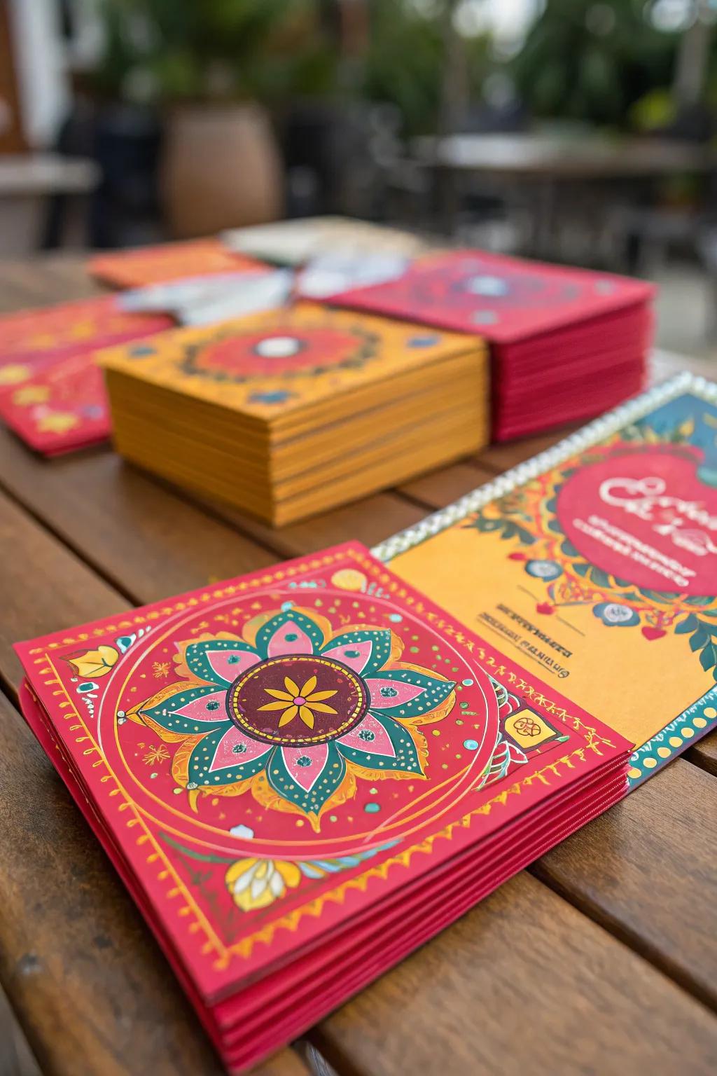 Set the mood with beautifully designed Bollywood-themed announcements.