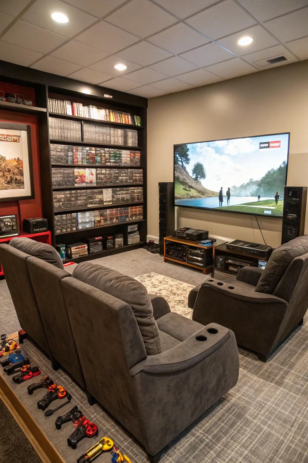 A customized gaming zone equipped with advanced technology and comfort.