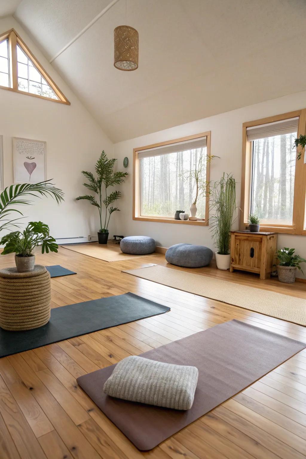Design a peaceful retreat for yoga and meditation in your bonus room.