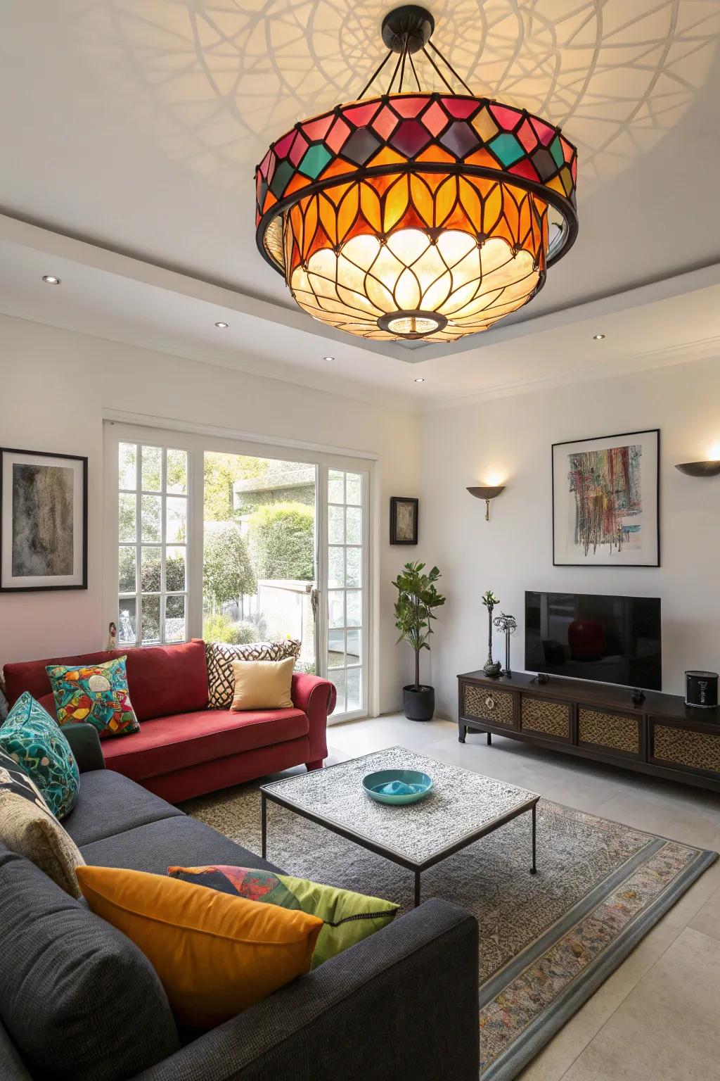 Adding a burst of color through your lighting can redefine a space.