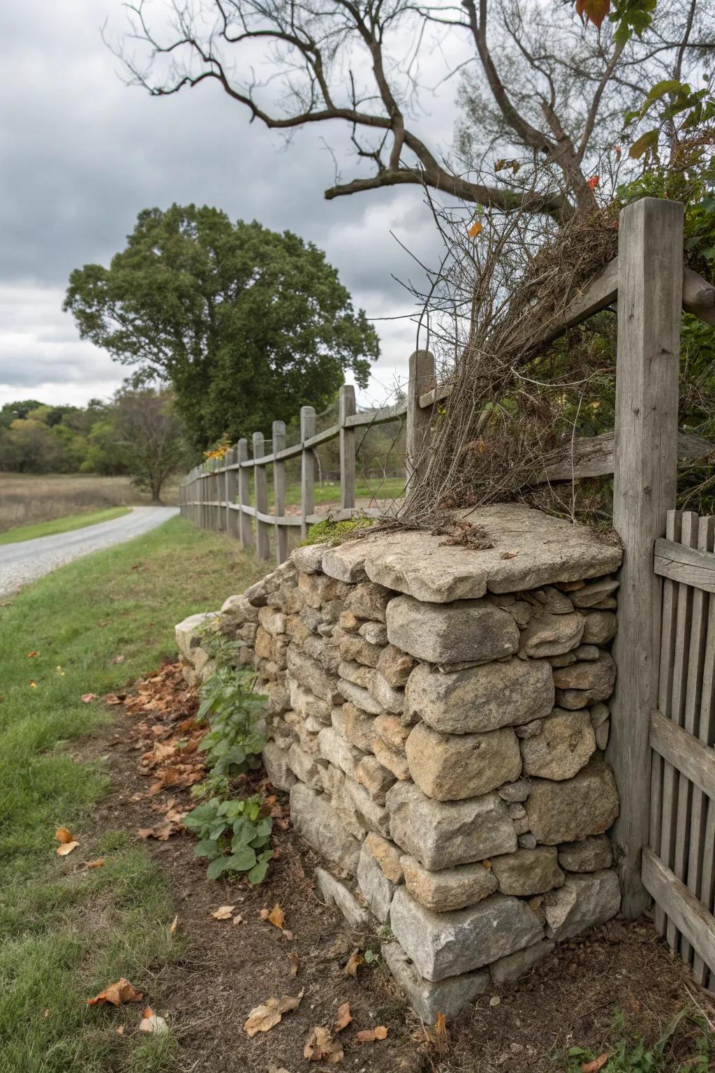 A stone facade lends a touch of rustic charm.