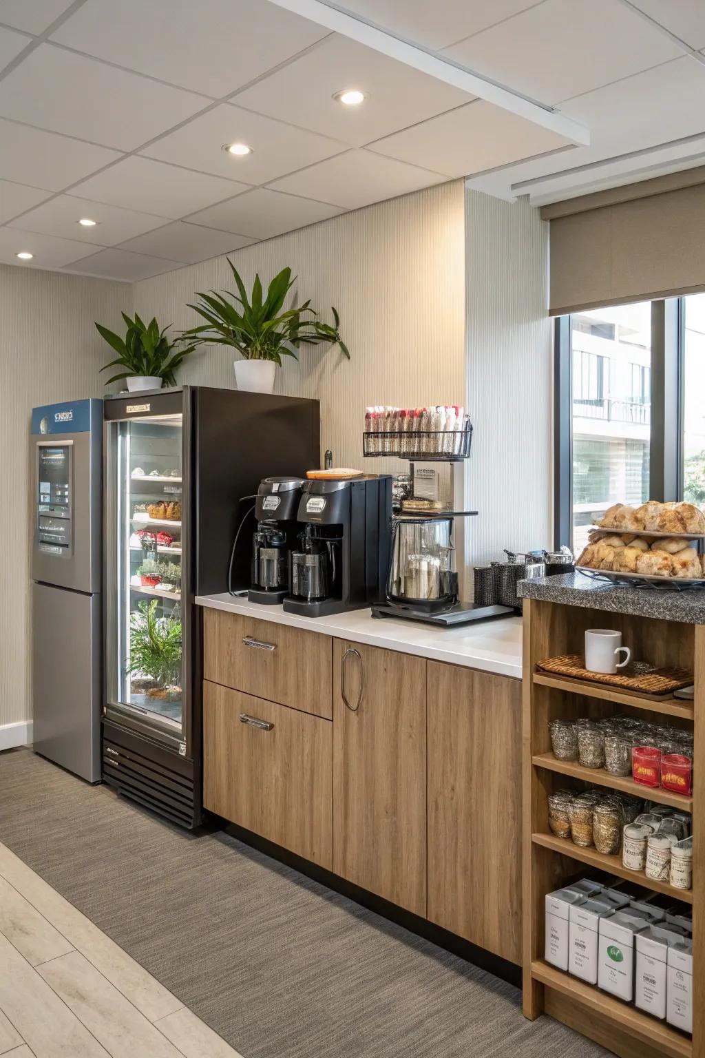 A refreshment station turns break time into a comforting experience.