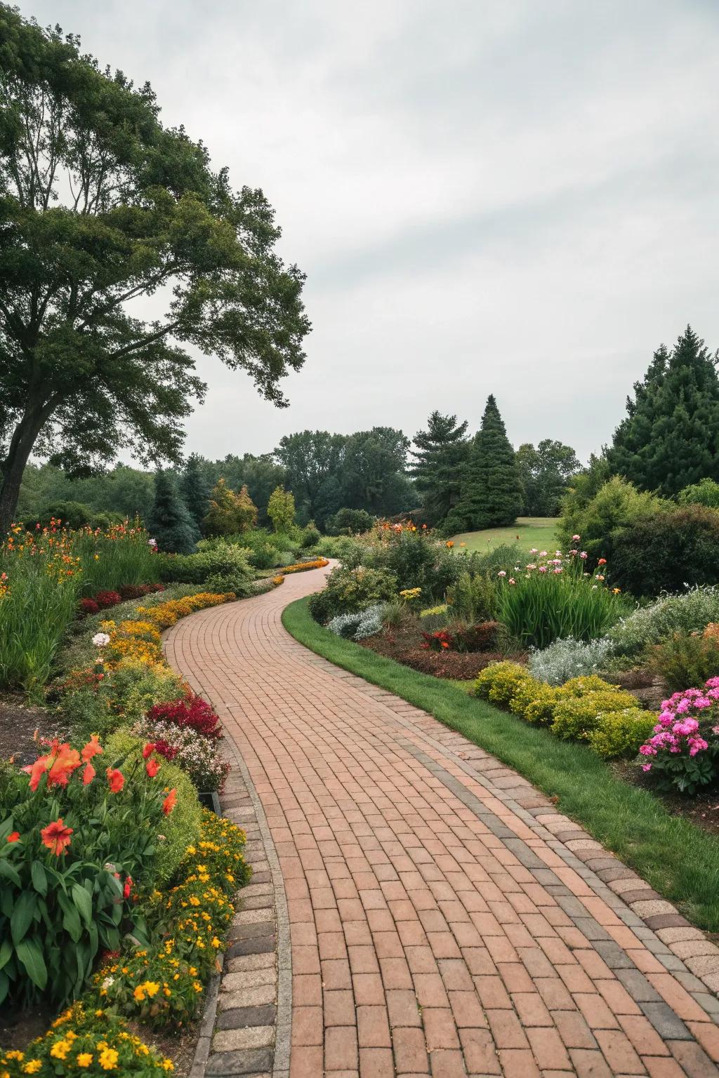 Brick walkways offer structure and allure in garden environments.