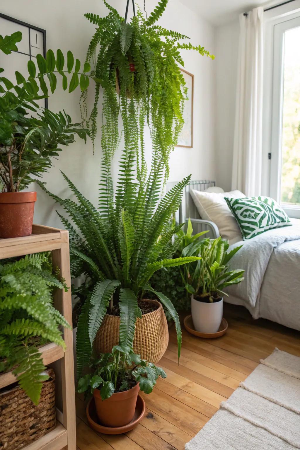 Plants bring a revitalizing and vibrant touch to any bedroom.