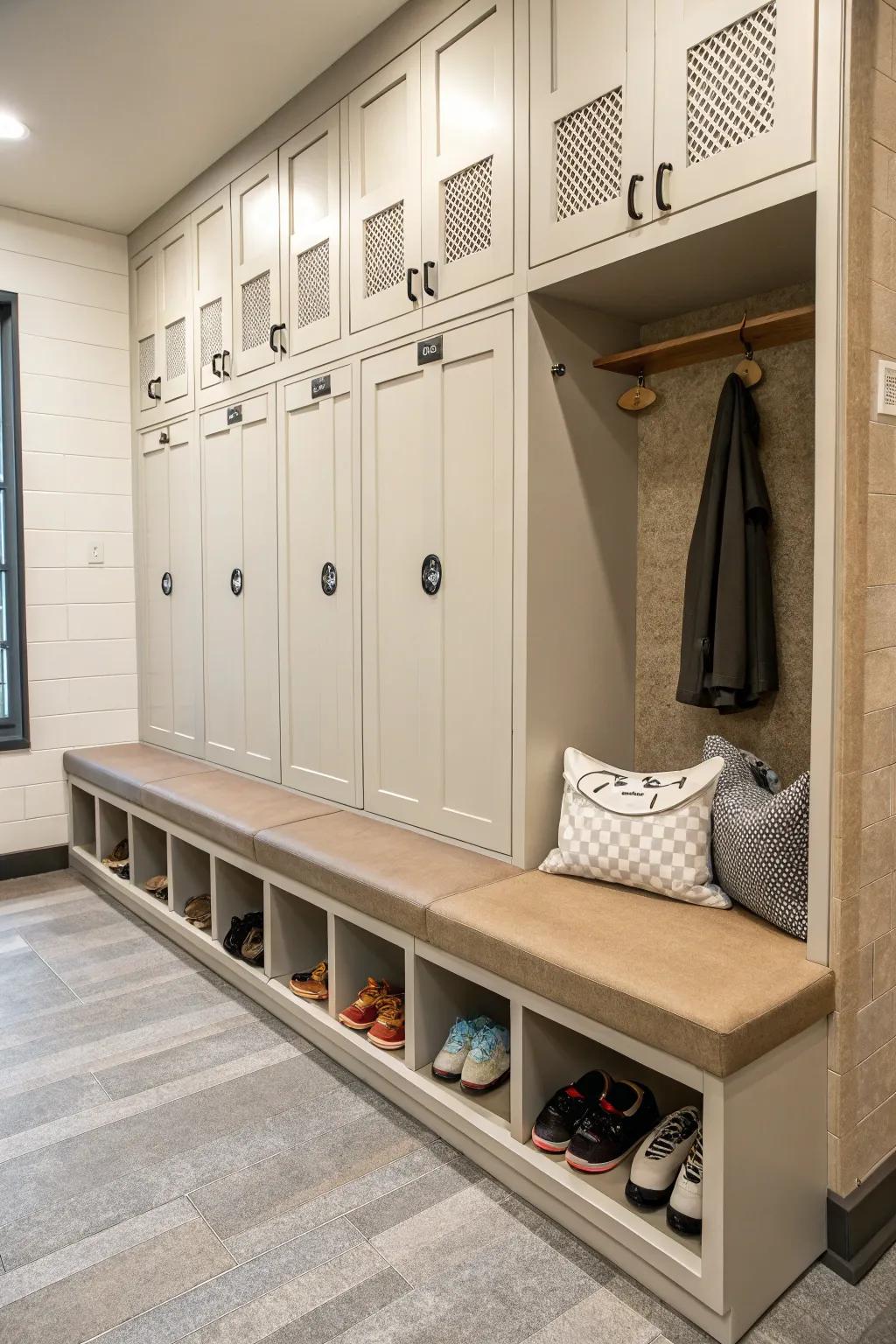 A comfy seating area unified with bespoke storage.