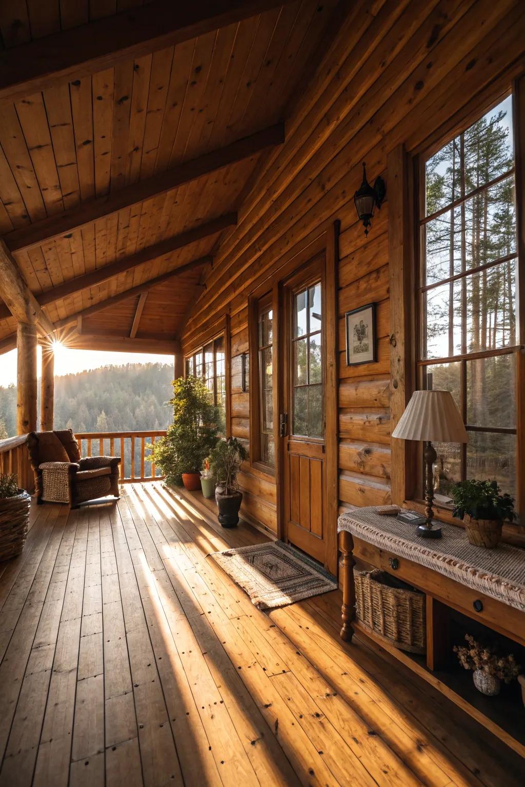 Rich wood hues establish a snug and inviting setting.